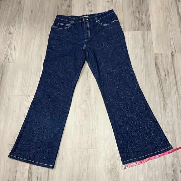 Girlfriends LA vintage y2k deadstock bootcut sparkly jeans NWOT Sz 15 stretchy - Picture 9 of 14